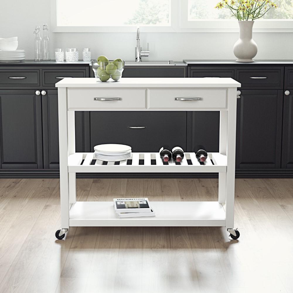 Crosley Furniture - Granite Top Kitchen Prep Cart White/White - KF30056WH veiw 5