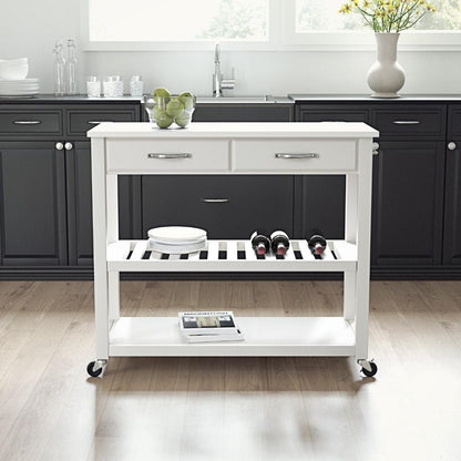 Crosley Furniture - Granite Top Kitchen Prep Cart White/White - KF30056WH veiw 5