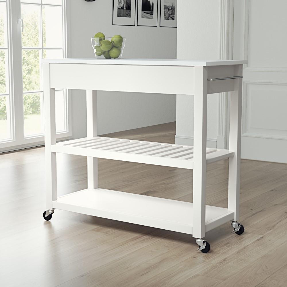 Crosley Furniture - Granite Top Kitchen Prep Cart White/White - KF30056WH veiw 6