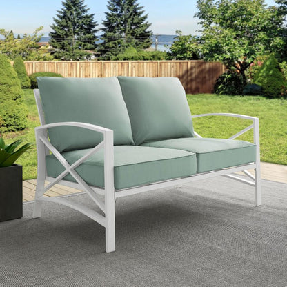 Crosley Furniture - Kaplan Loveseat Mist/White - KO60008WH-MI veiw 7