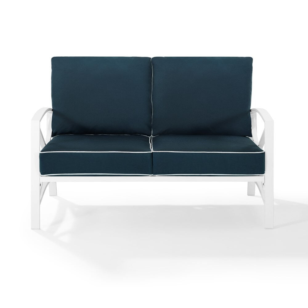 Crosley Furniture - Kaplan Loveseat Navy/White - KO60008WH-NV veiw 1