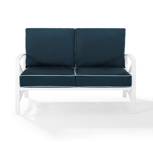 Crosley Furniture - Kaplan Loveseat Navy/White - KO60008WH-NV veiw 1