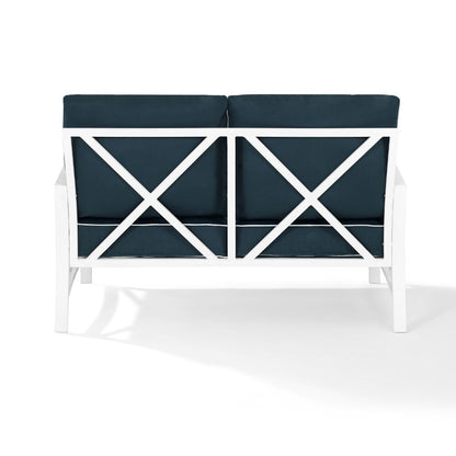 Crosley Furniture - Kaplan Loveseat Navy/White - KO60008WH-NV veiw 4