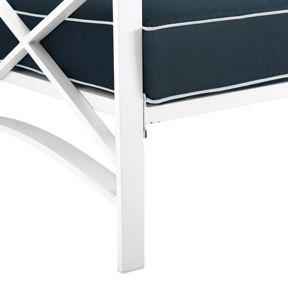 Crosley Furniture - Kaplan Loveseat Navy/White - KO60008WH-NV veiw 5
