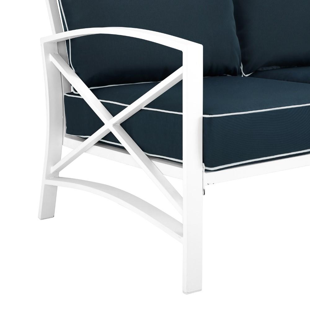 Crosley Furniture - Kaplan Loveseat Navy/White - KO60008WH-NV veiw 6