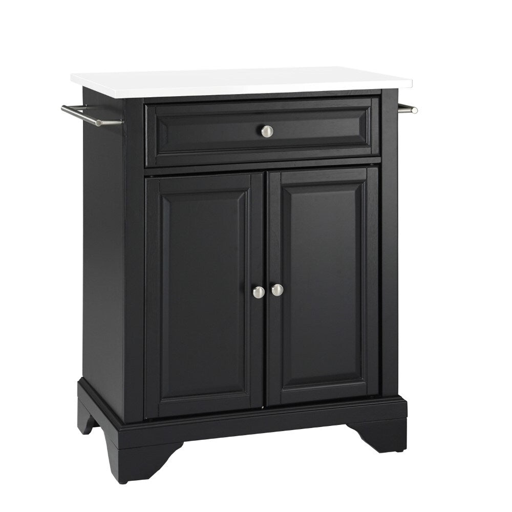 Crosley Furniture - Lafayette Granite Top Portable Kitchen Island/Cart Black/White - KF30020BBK veiw 2