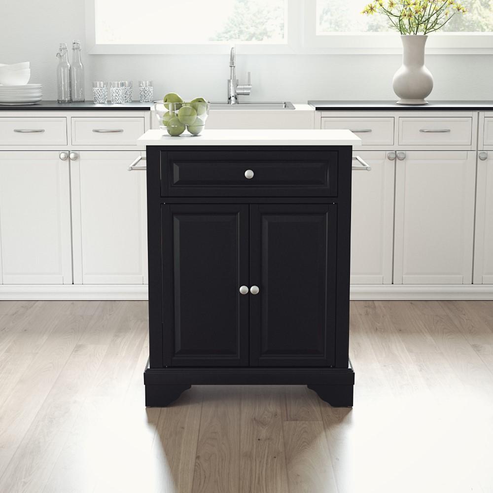 Crosley Furniture - Lafayette Granite Top Portable Kitchen Island/Cart Black/White - KF30020BBK veiw 4