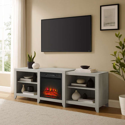 Crosley Furniture - Ronin 69in Low Profile TV Stand W/Fireplace Whitewash - KF100969WW veiw 1