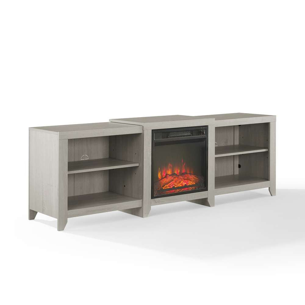 Crosley Furniture - Ronin 69in Low Profile TV Stand W/Fireplace Whitewash - KF100969WW veiw 2