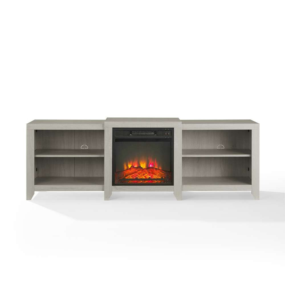 Crosley Furniture - Ronin 69in Low Profile TV Stand W/Fireplace Whitewash - KF100969WW veiw 3