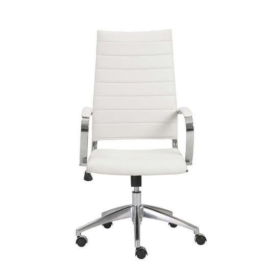 Euro Style - Axel High Back Office Chair in White with Aluminum Base - 10604WHT-KD veiw 1