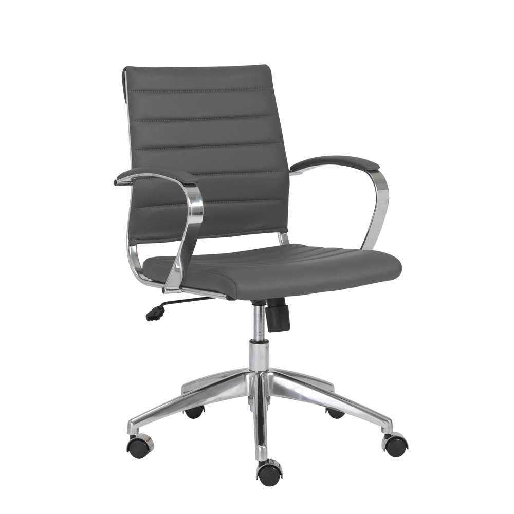 Euro Style - Axel Low Back Office Chair in Gray with Aluminum Base - 10606-GRY veiw 2