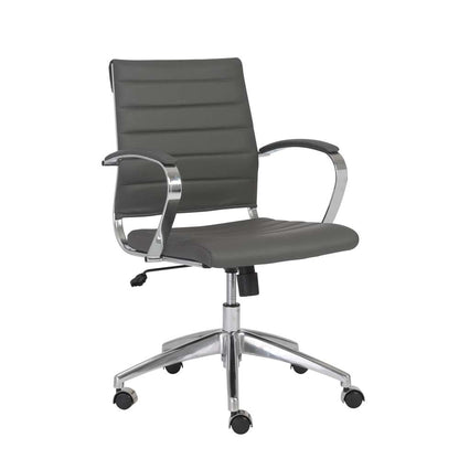 Euro Style - Axel Low Back Office Chair in Gray with Aluminum Base - 10606-GRY veiw 2
