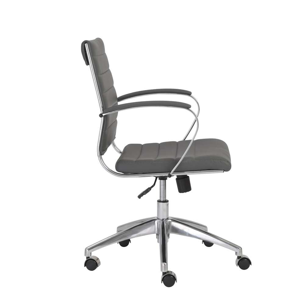 Euro Style - Axel Low Back Office Chair in Gray with Aluminum Base - 10606-GRY veiw 3