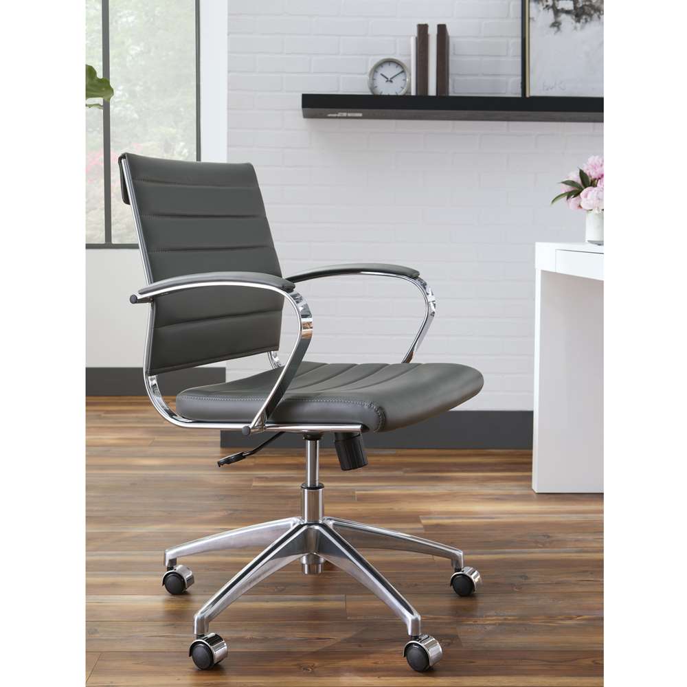 Euro Style - Axel Low Back Office Chair in Gray with Aluminum Base - 10606-GRY veiw 5