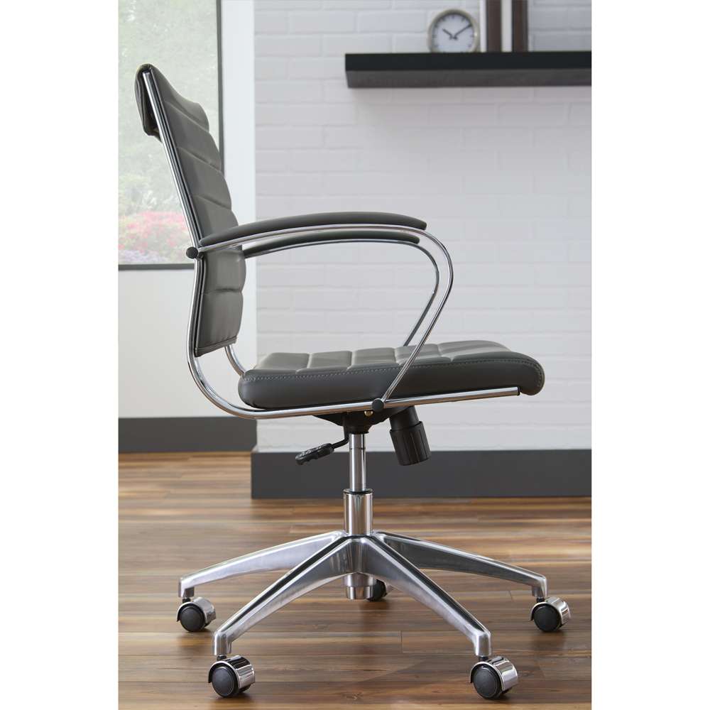 Euro Style - Axel Low Back Office Chair in Gray with Aluminum Base - 10606-GRY veiw 7