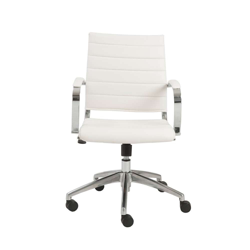Euro Style - Axel Low Back Office Chair in White with Aluminum Base - 10606-WHT veiw 1