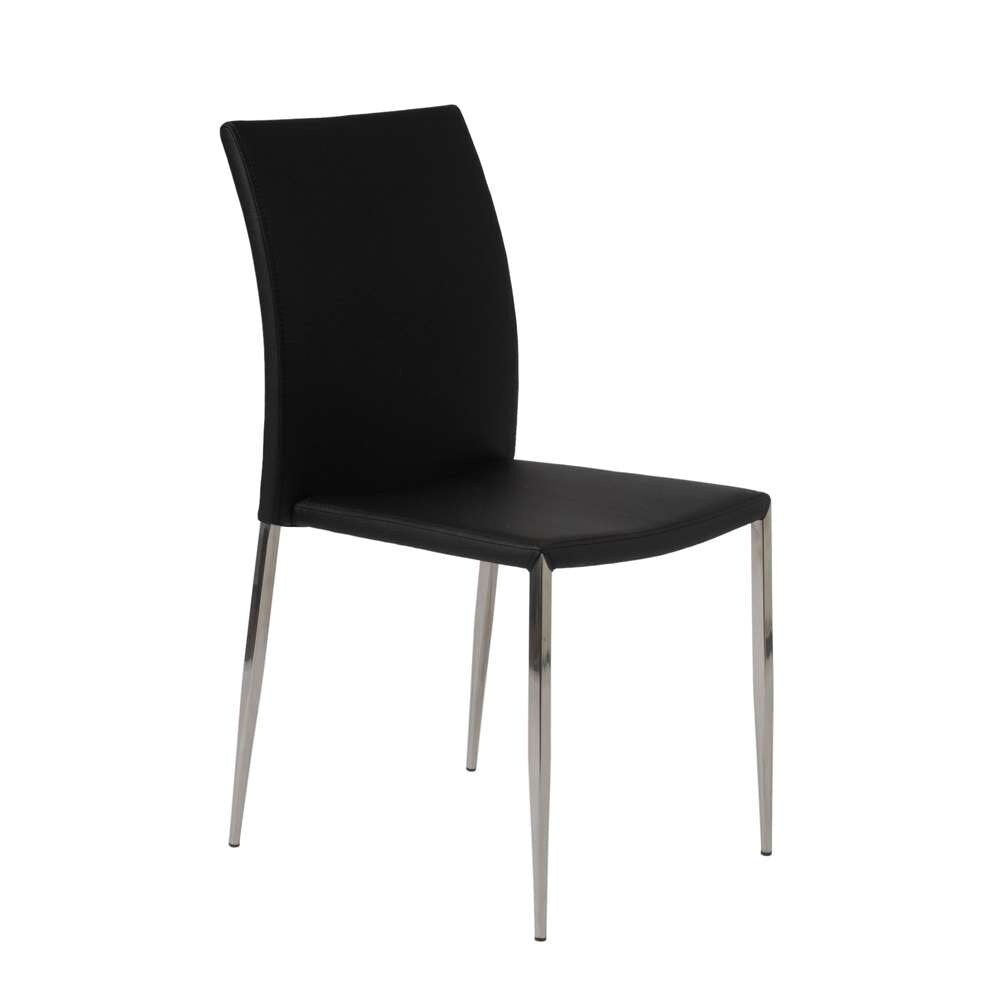 Euro Style - Diana Stacking Side Chair in Black with Polished Stainless Steel Legs (Set of 2) - 02348BLK-MP2 veiw 2