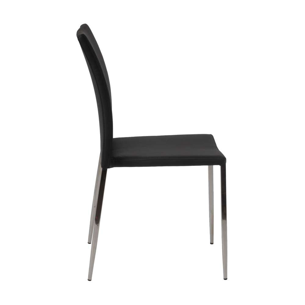 Euro Style - Diana Stacking Side Chair in Black with Polished Stainless Steel Legs (Set of 2) - 02348BLK-MP2 veiw 3