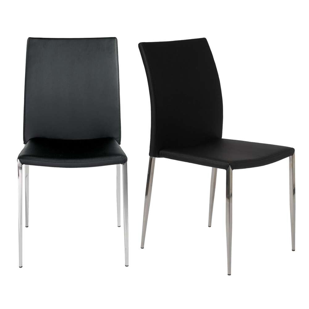 Euro Style - Diana Stacking Side Chair in Black with Polished Stainless Steel Legs (Set of 2) - 02348BLK-MP2 veiw 5