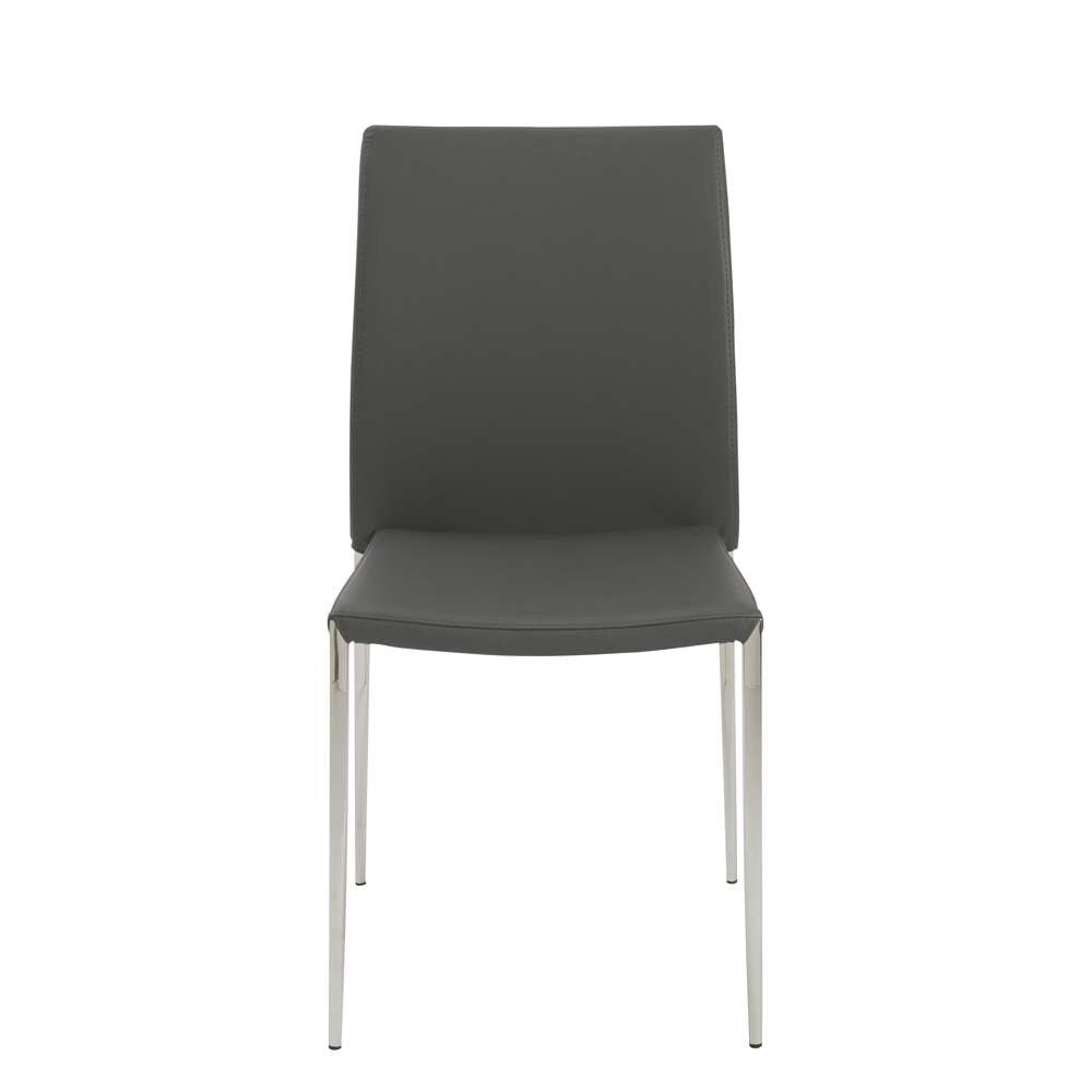 Euro Style - Diana Stacking Side Chair in Gray with Polished Stainless Steel Legs (Set of 2) - 02348GRY-MP2 veiw 1