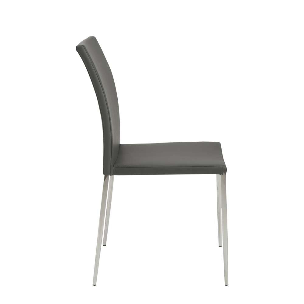Euro Style - Diana Stacking Side Chair in Gray with Polished Stainless Steel Legs (Set of 2) - 02348GRY-MP2 veiw 3