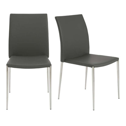 Euro Style - Diana Stacking Side Chair in Gray with Polished Stainless Steel Legs (Set of 2) - 02348GRY-MP2 veiw 5