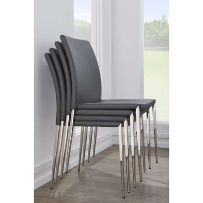 Euro Style - Diana Stacking Side Chair in Gray with Polished Stainless Steel Legs (Set of 2) - 02348GRY-MP2 veiw 6