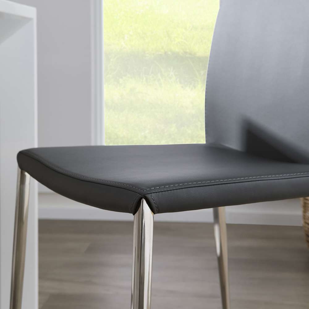 Euro Style - Diana Stacking Side Chair in Gray with Polished Stainless Steel Legs (Set of 2) - 02348GRY-MP2 veiw 7