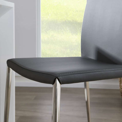 Euro Style - Diana Stacking Side Chair in Gray with Polished Stainless Steel Legs (Set of 2) - 02348GRY-MP2 veiw 7
