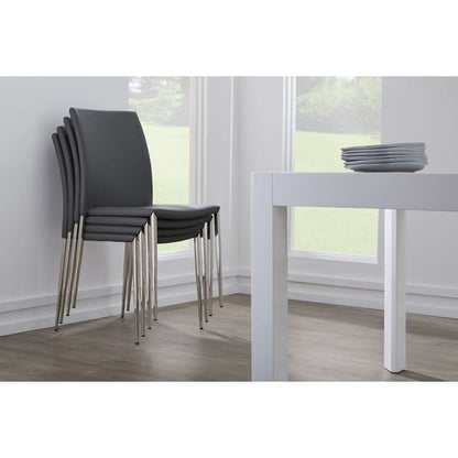 Euro Style - Diana Stacking Side Chair in Gray with Polished Stainless Steel Legs (Set of 2) - 02348GRY-MP2 veiw 8