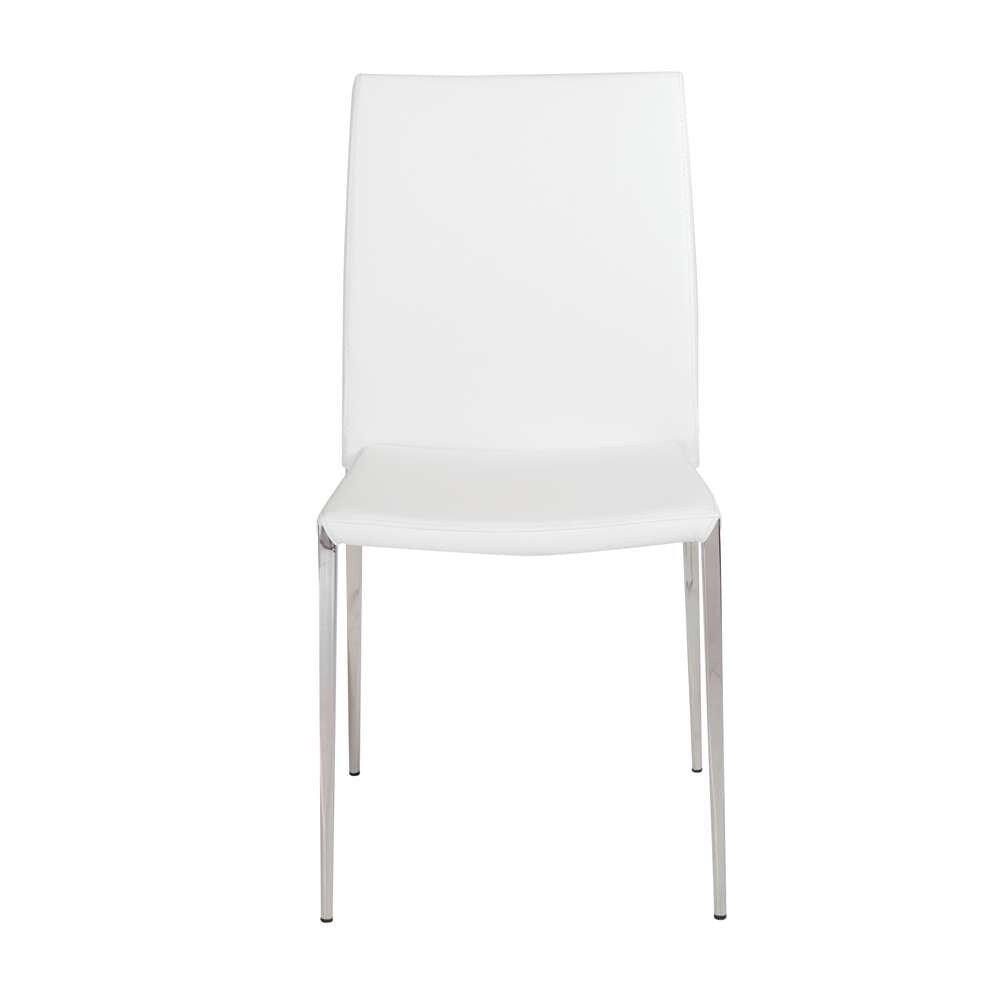 Euro Style - Diana Stacking Side Chair in White with Polished Stainless Steel Legs (Set of 2) - 02348WHT-MP2 veiw 1