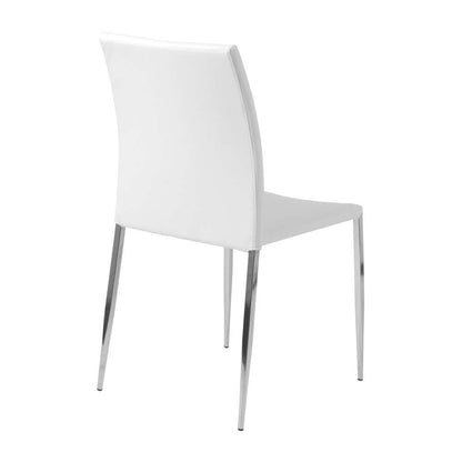 Euro Style - Diana Stacking Side Chair in White with Polished Stainless Steel Legs (Set of 2) - 02348WHT-MP2 veiw 4