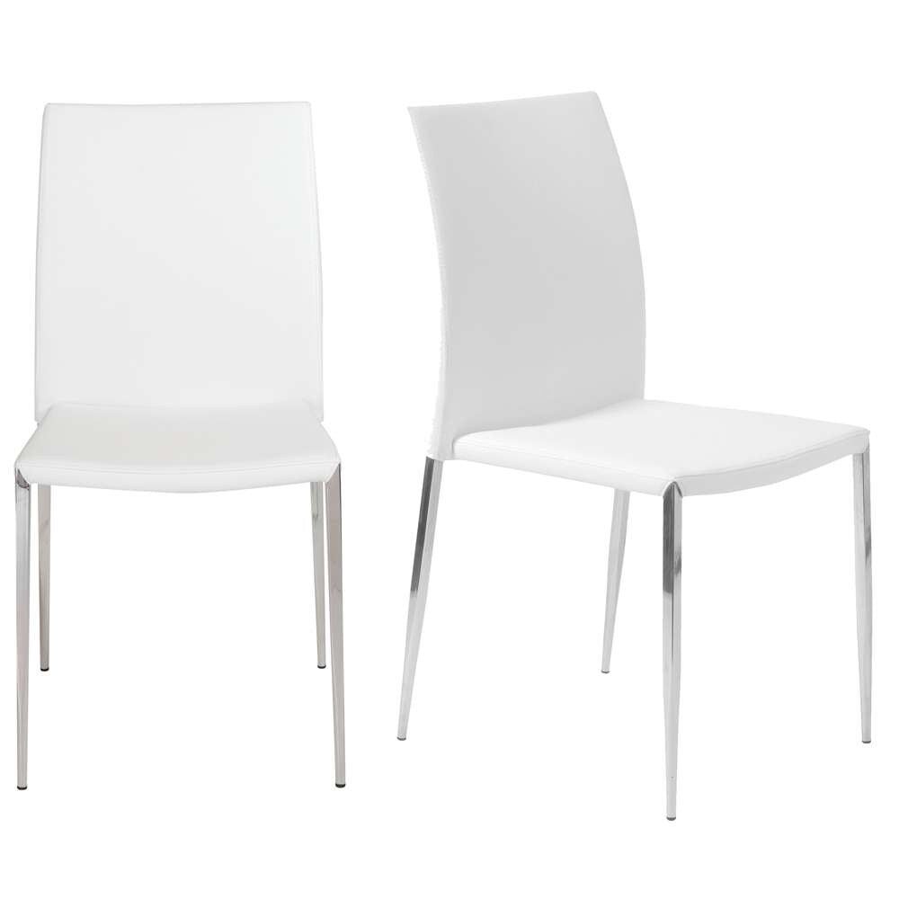 Euro Style - Diana Stacking Side Chair in White with Polished Stainless Steel Legs (Set of 2) - 02348WHT-MP2 veiw 6