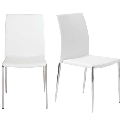 Euro Style - Diana Stacking Side Chair in White with Polished Stainless Steel Legs (Set of 2) - 02348WHT-MP2 veiw 6