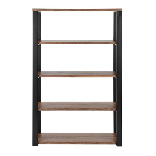 Euro Style - Dillon 40-Inch Shelf/Shelving Unit with American Walnut Veneer Shelves and Matte Black Frame - 90471WAL-KIT veiw 1