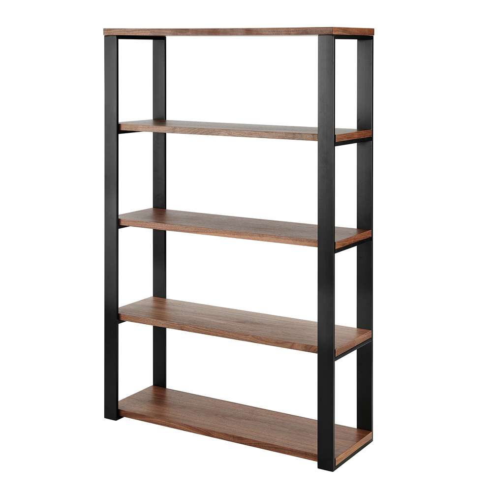 Euro Style - Dillon 40-Inch Shelf/Shelving Unit with American Walnut Veneer Shelves and Matte Black Frame - 90471WAL-KIT veiw 3