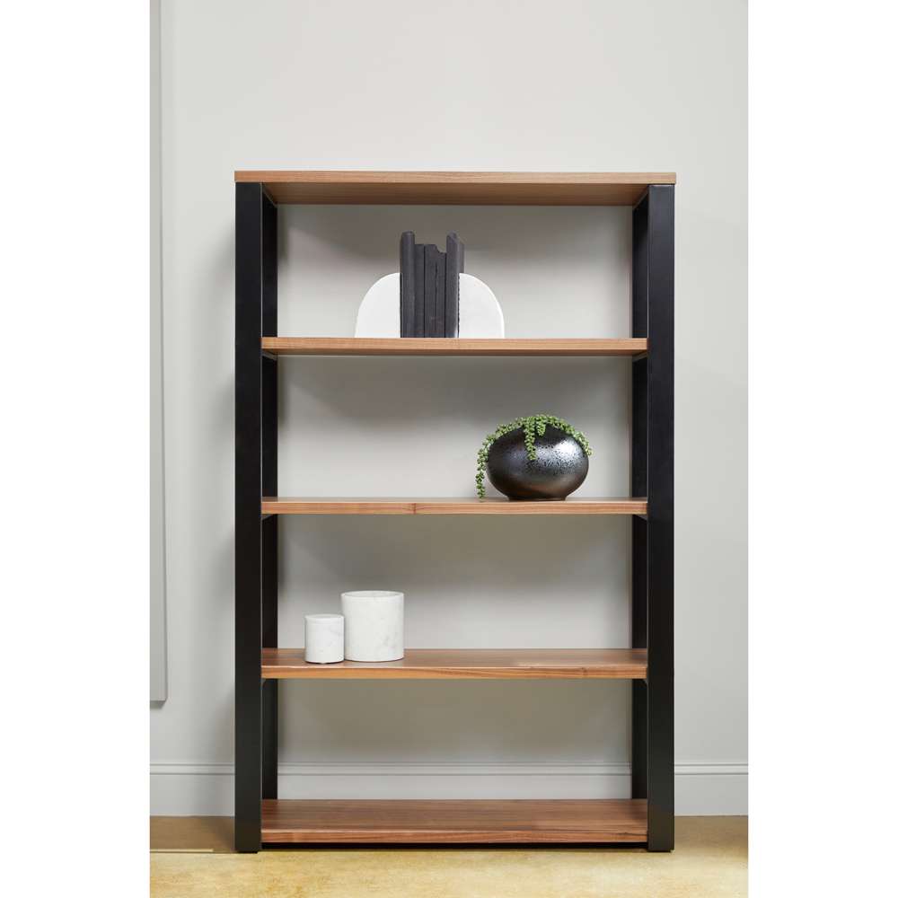 Euro Style - Dillon 40-Inch Shelf/Shelving Unit with American Walnut Veneer Shelves and Matte Black Frame - 90471WAL-KIT veiw 6