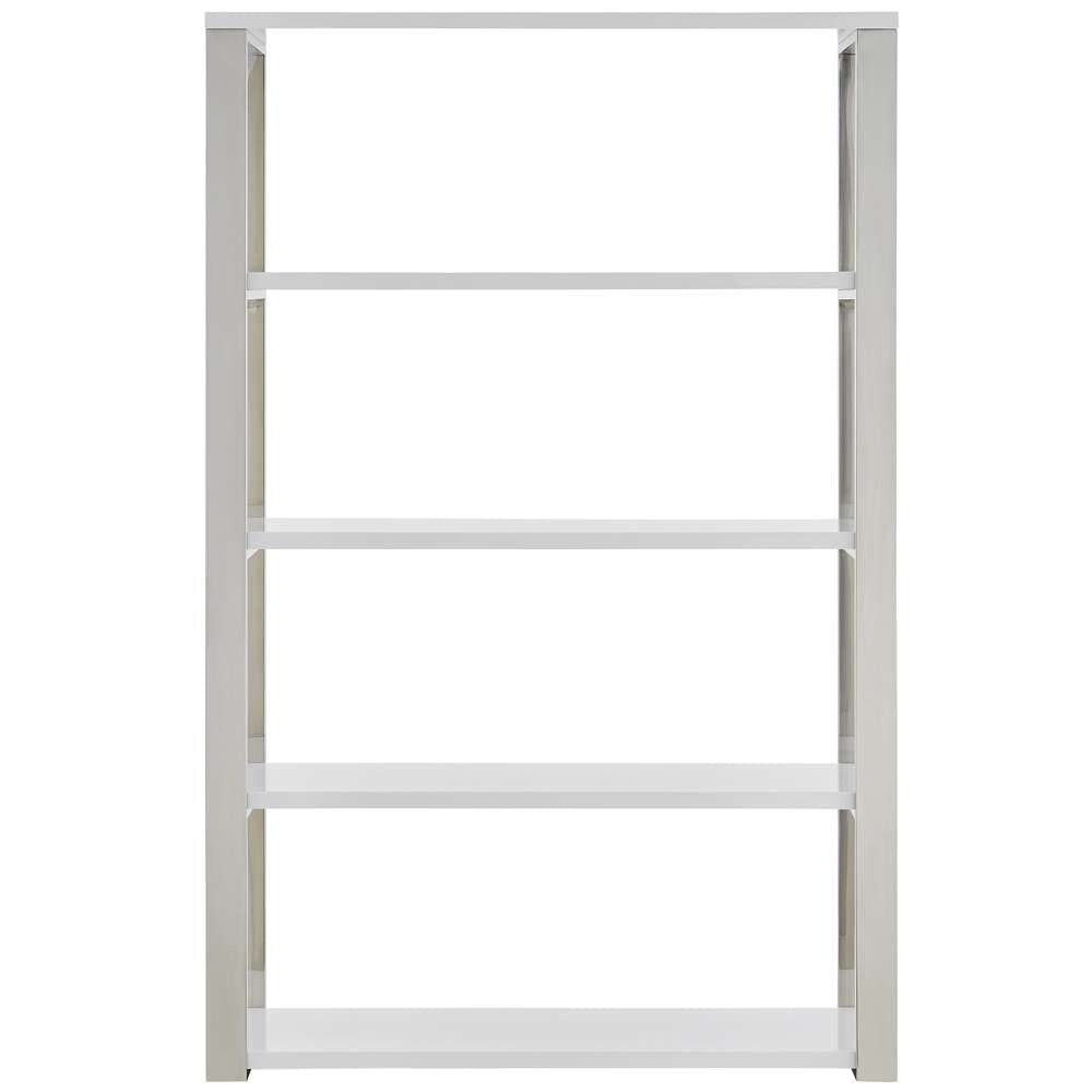 Euro Style - Dillon 40-Inch Shelf/Shelving Unit with High Gloss White Shelves and Polished Stainless Steel Frame - 90460WHT-KIT veiw 1