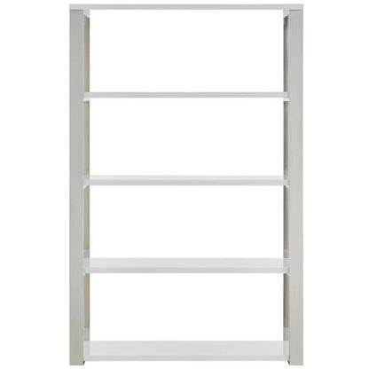 Euro Style - Dillon 40-Inch Shelf/Shelving Unit with High Gloss White Shelves and Polished Stainless Steel Frame - 90460WHT-KIT veiw 1