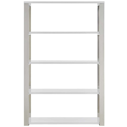 Euro Style - Dillon 40-Inch Shelf/Shelving Unit with High Gloss White Shelves and Polished Stainless Steel Frame - 90460WHT-KIT veiw 1