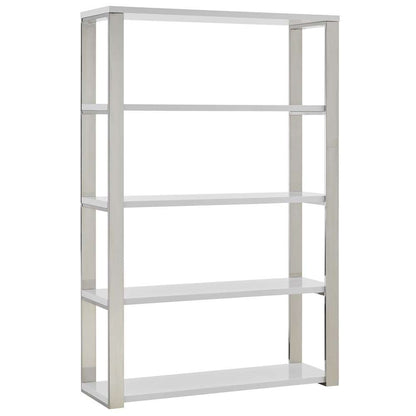 Euro Style - Dillon 40-Inch Shelf/Shelving Unit with High Gloss White Shelves and Polished Stainless Steel Frame - 90460WHT-KIT veiw 2