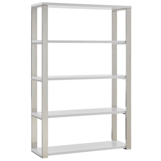 Euro Style - Dillon 40-Inch Shelf/Shelving Unit with High Gloss White Shelves and Polished Stainless Steel Frame - 90460WHT-KIT veiw 2