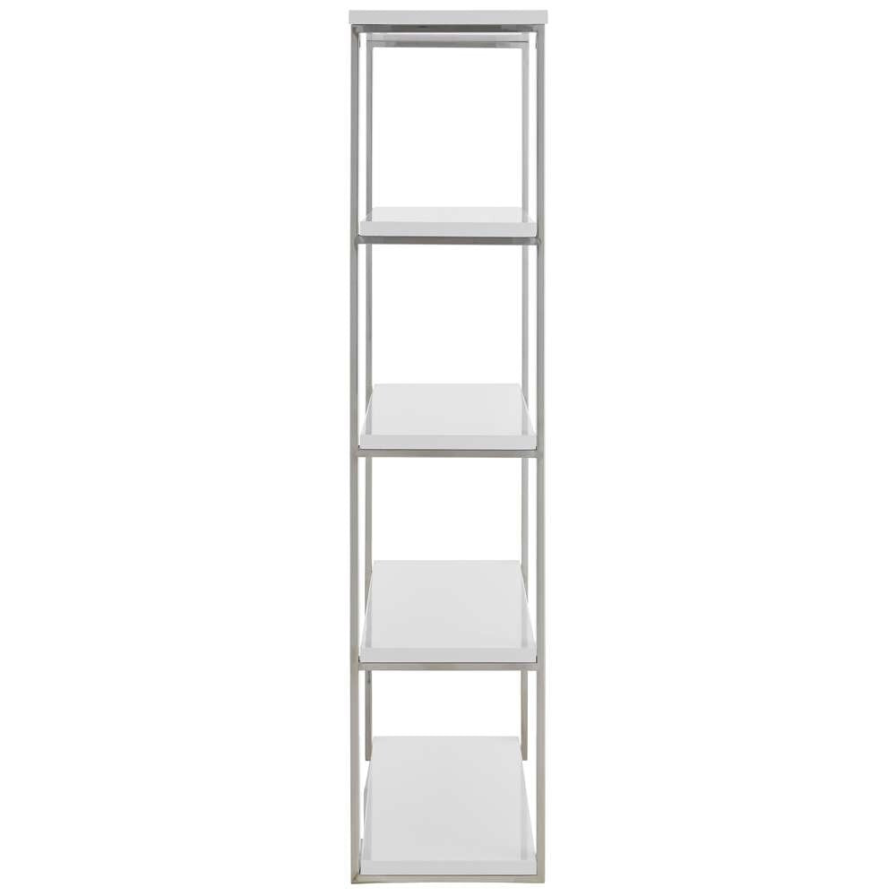 Euro Style - Dillon 40-Inch Shelf/Shelving Unit with High Gloss White Shelves and Polished Stainless Steel Frame - 90460WHT-KIT veiw 3