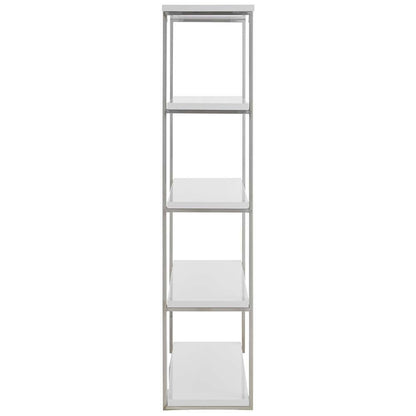 Euro Style - Dillon 40-Inch Shelf/Shelving Unit with High Gloss White Shelves and Polished Stainless Steel Frame - 90460WHT-KIT veiw 3