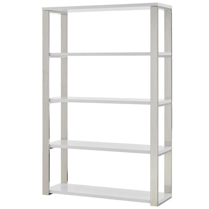 Euro Style - Dillon 40-Inch Shelf/Shelving Unit with High Gloss White Shelves and Polished Stainless Steel Frame - 90460WHT-KIT veiw 4