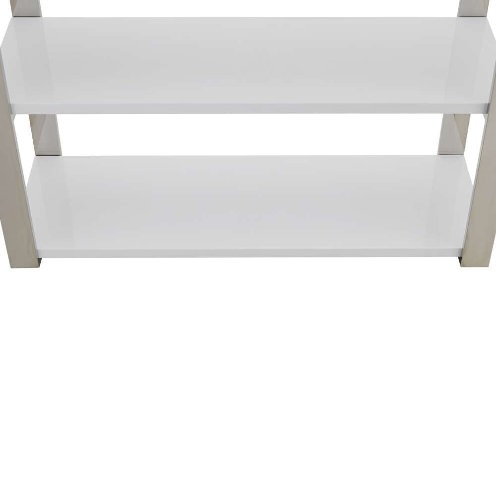 Euro Style - Dillon 40-Inch Shelf/Shelving Unit with High Gloss White Shelves and Polished Stainless Steel Frame - 90460WHT-KIT veiw 5