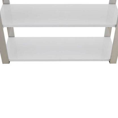 Euro Style - Dillon 40-Inch Shelf/Shelving Unit with High Gloss White Shelves and Polished Stainless Steel Frame - 90460WHT-KIT veiw 5