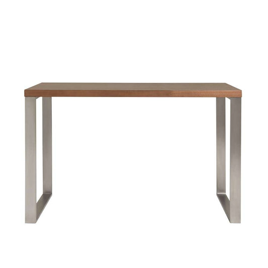 Euro Style - Dillon Desk in American Walnut Veneer with Brushed Stainless Steel Base - 09832WAL veiw 1
