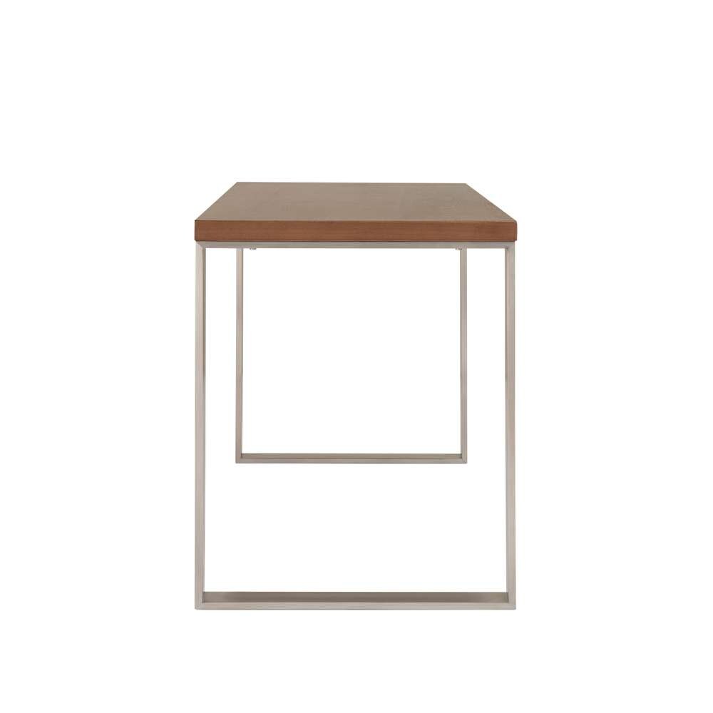 Euro Style - Dillon Desk in American Walnut Veneer with Brushed Stainless Steel Base - 09832WAL veiw 3